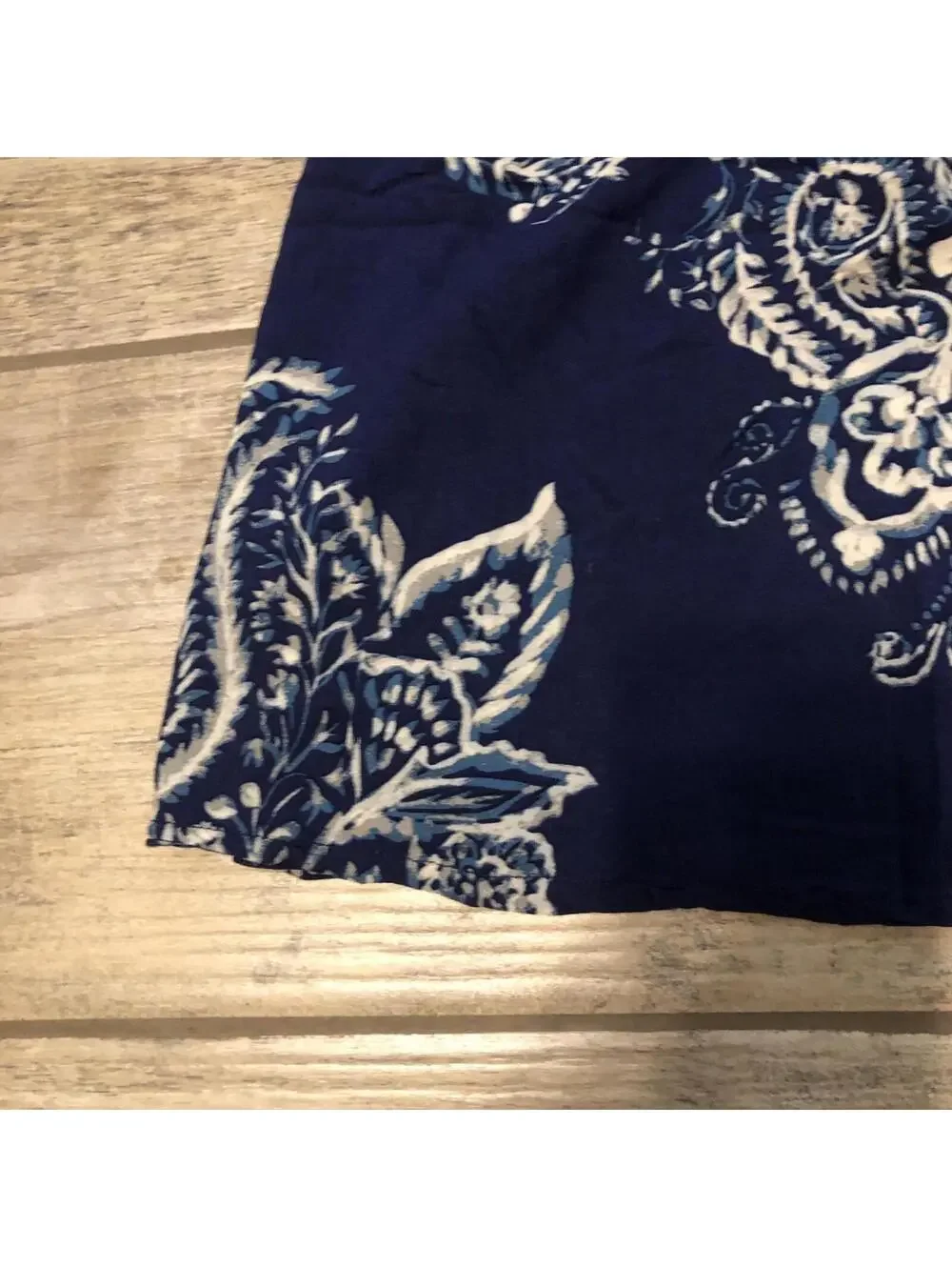 Free People I‎ Like Your Style Navy Blue Paisley Boho Mini Slip Skirt Size Small
